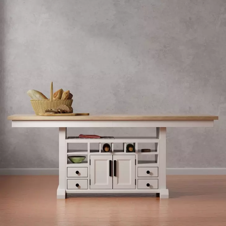 Americana Modern Cotton 72" Extendable Counter Height Dining Table