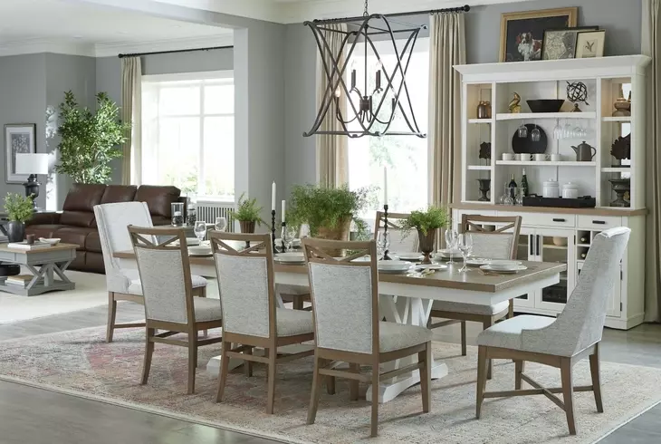 Americana Modern Cotton 88" Trestle Extendable Dining Table