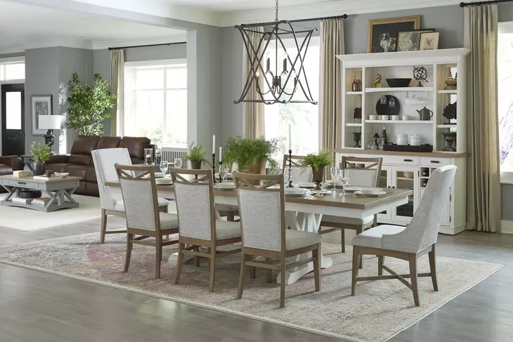 Americana Modern Cotton 88" Trestle Extendable Dining Table