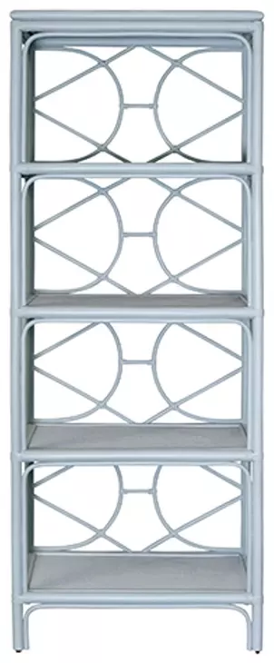 Danielle Painted Light Blue Decorative Back Rattan Etagere
