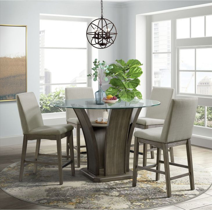 Simms Gray 54" Round Counter Height Dining Table