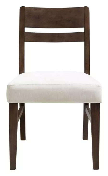 West End Ivory and Saddle Brown Upholstered Ladder Back Side Chair Set of 2