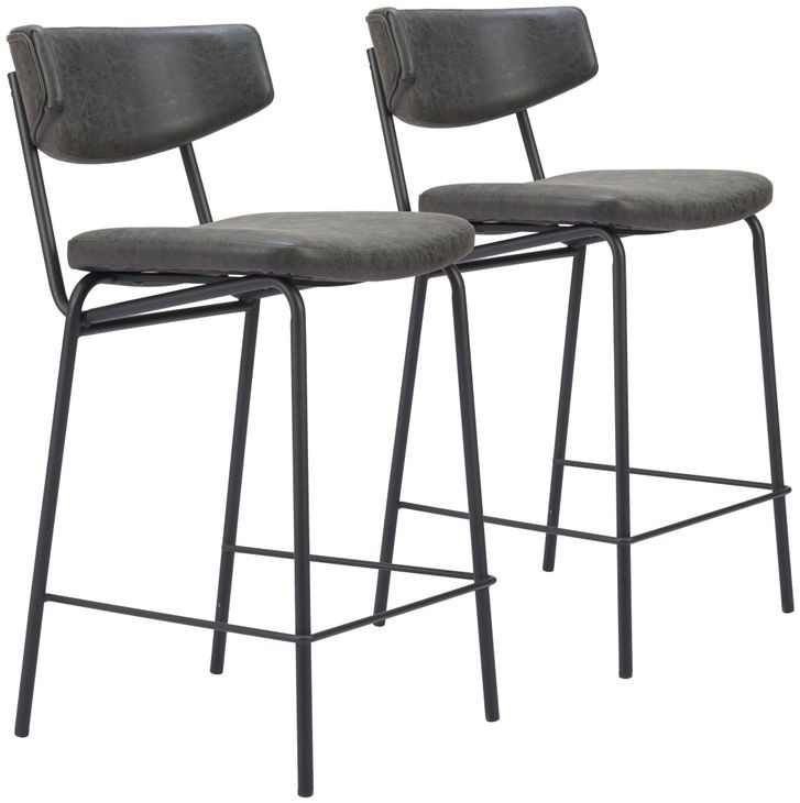 Charon Vintage Black Counter Height Stool Set Of 2