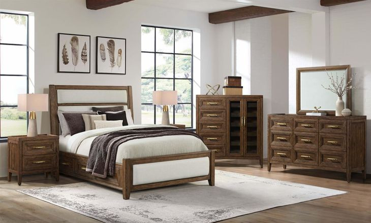 Marlow Sable and White Upholstered Storage Panel Bedroom Set