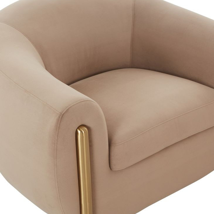 Lina Cafe Au Lait Performance Velvet Upholstered Accent Chair