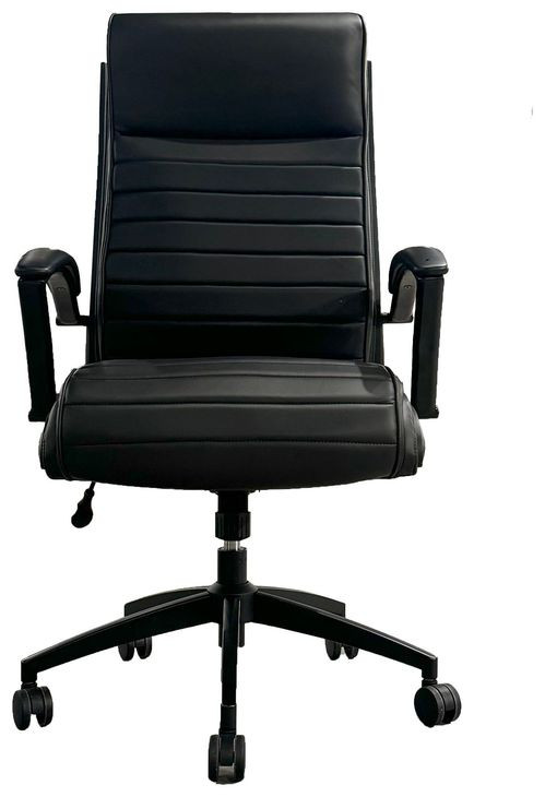 DC-370 Smooth Black Leather Desk Chair