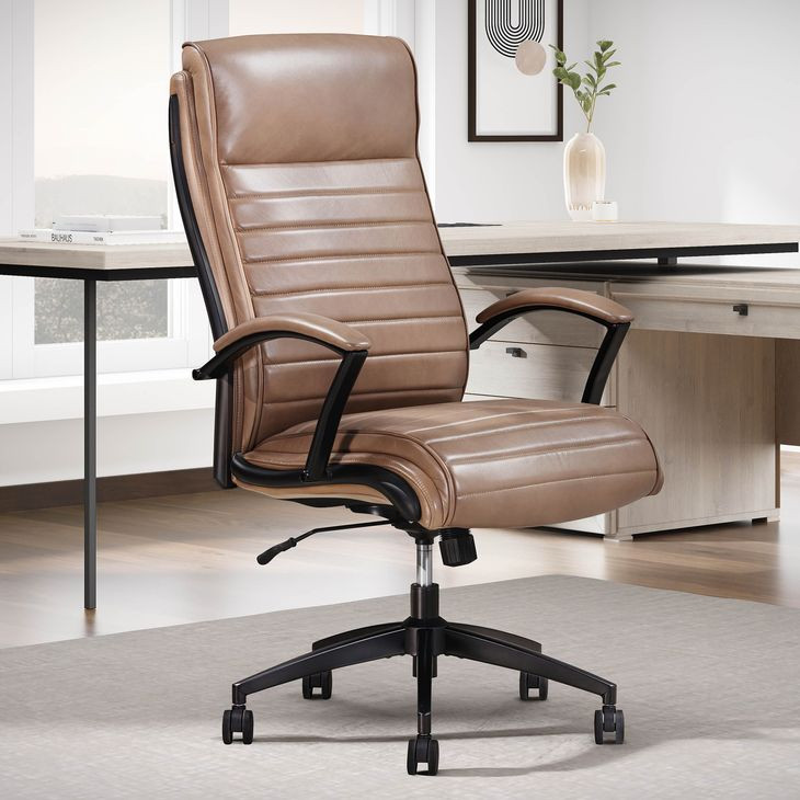 DC-370 Smooth Latte Leather Desk Chair