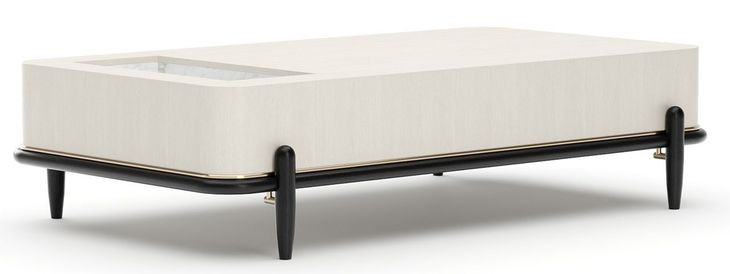 Madera Opal Ash and Modern Walnut Rectangular Marble Top Leg Cocktail Table