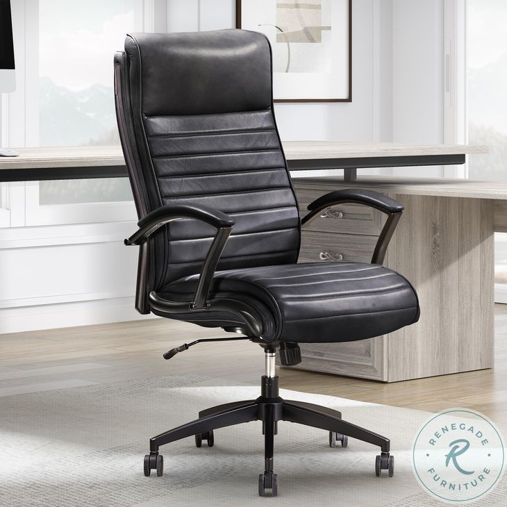 Dunwell Smooth Black Leather Desk Chair