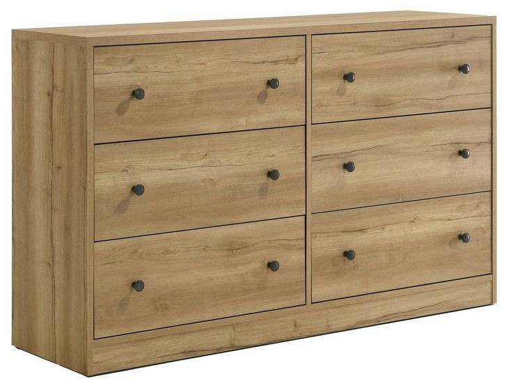Vega Natural Oak Melamine 6 Drawer Dresser