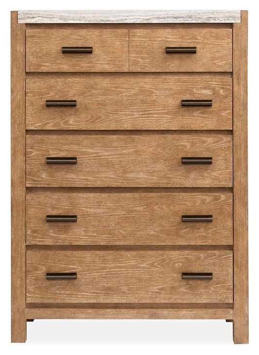 Foxrun Hollow Sierra Brown and White 5 Drawer Marble Top Chest
