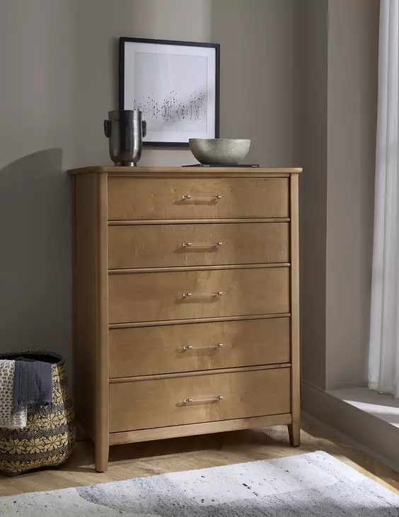Nordhaven Clear Maple 5 Drawer Chest