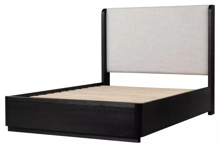 Modena Midnight Blue and Cream Full Upholstered Panel Bed