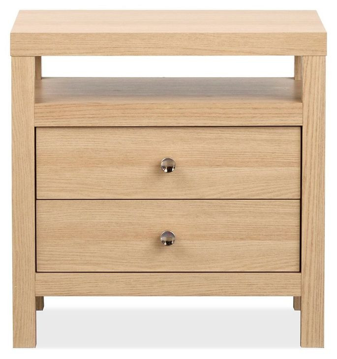 Merrifield Sandstone Beige 2 Drawer Nightstand with USB Charging