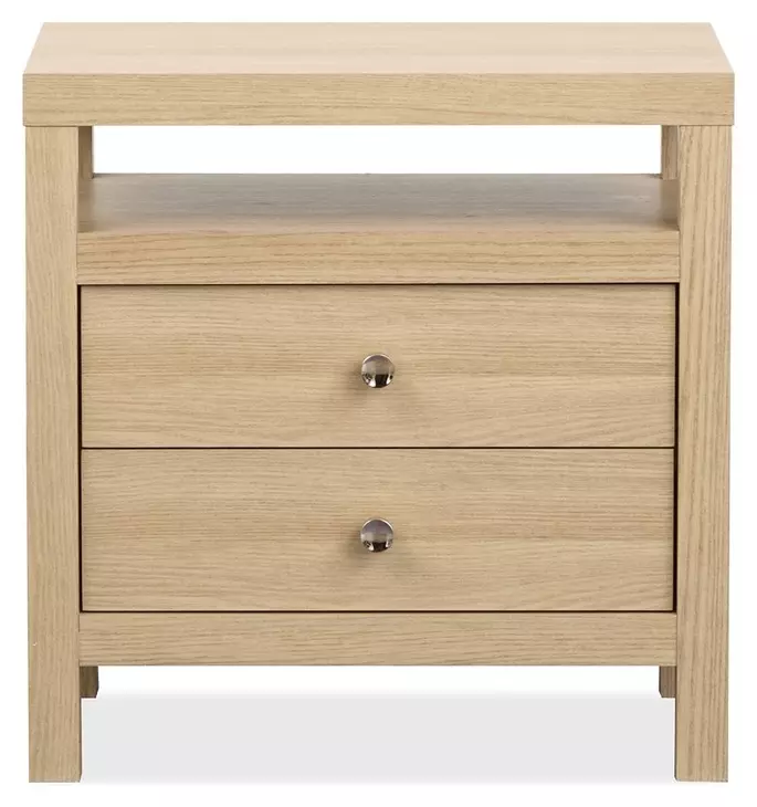 Meadowrise Sandstone Beige 2 Drawer Nightstand with USB Charging
