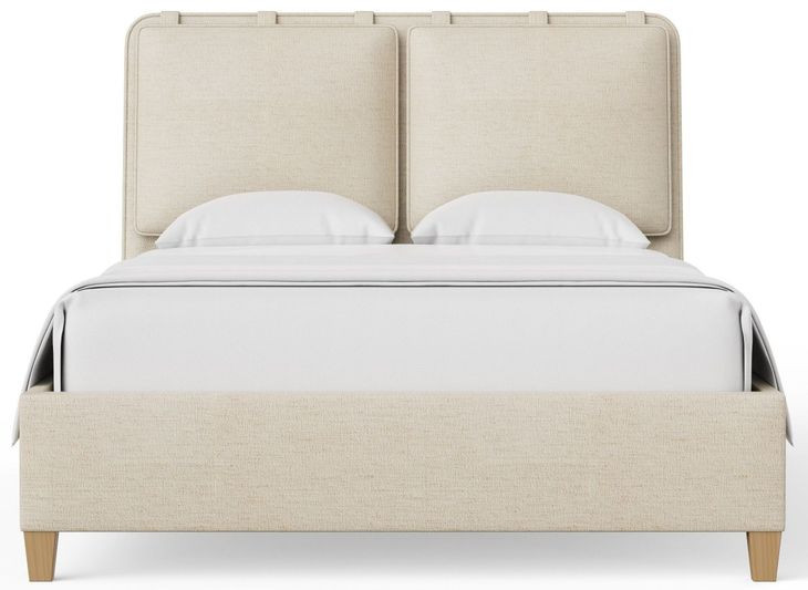 Pure Maple Syrup and Sandstone Performance Fabric King Upholstered Panel Bed