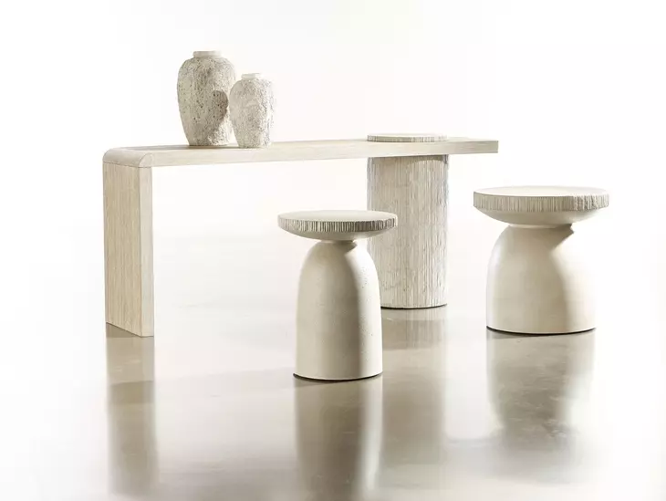 Antibes Pumice Pedestal Side Table