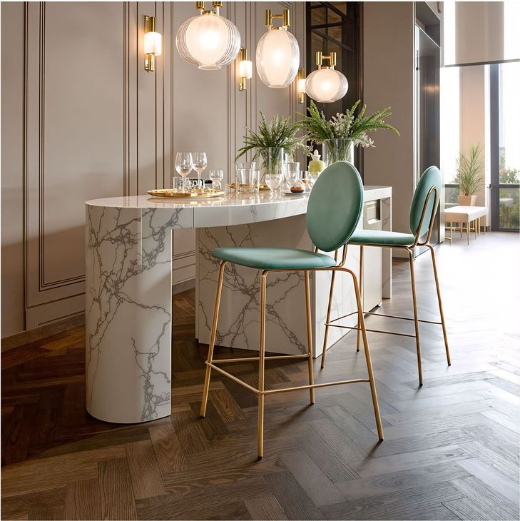 Odessa Green And Gold Counter Height Stool Set of 2