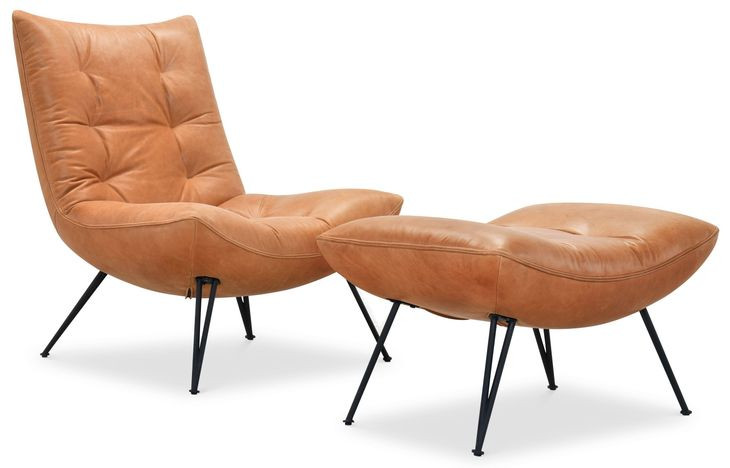Kayne Brown Leather Upholstered Rectangular Ottoman