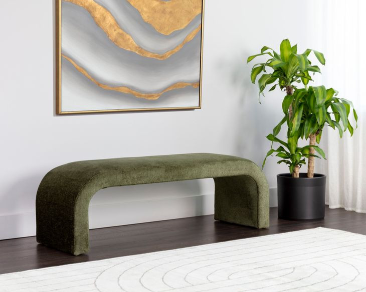 Aria Bergen Olive Upholstered 60" Accent Bench