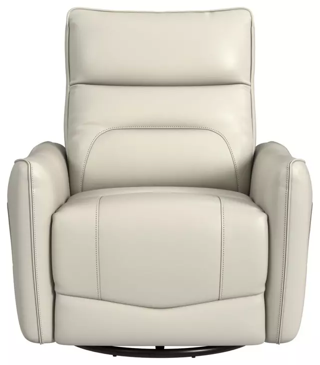 Rodger Del Mar Cream Leather Swivel Glider Power Recliner with USB Charging