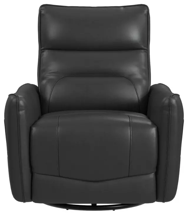 Rodger Del Mar Gray Leather Swivel Glider Power Recliner with USB Charging