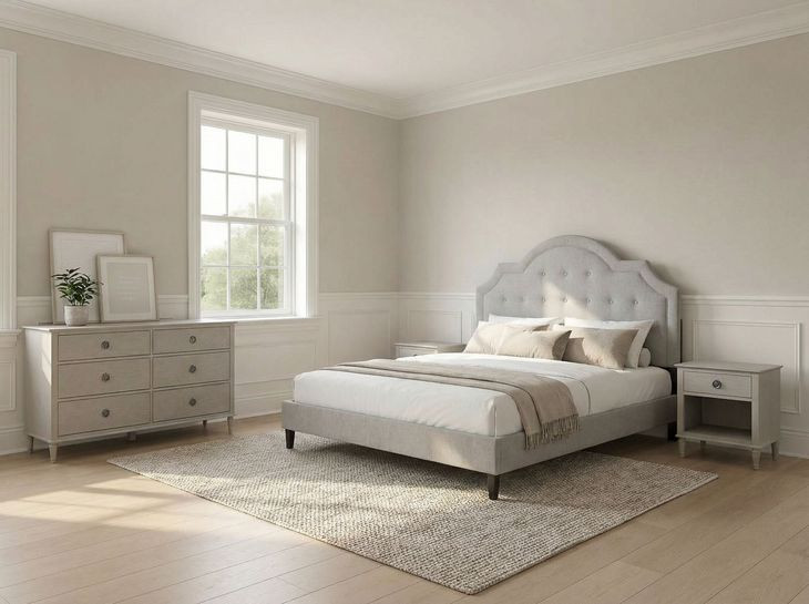 Zest Light Gray and Black Upholstered Panel Bedroom Set