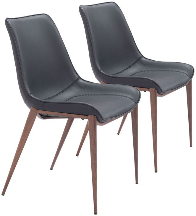 Magnus Black and Walnut Dining Chair Set of 2