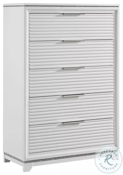 Xena White 5 Drawer Chest