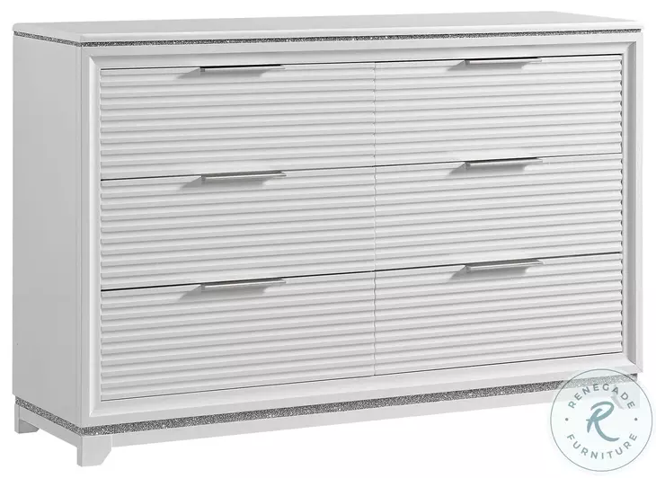 Xena White 6 Drawer Dresser