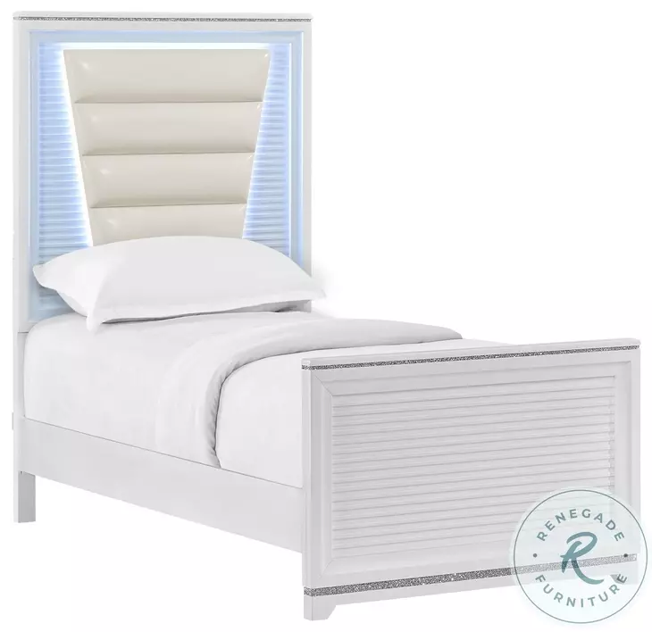 Xena White Twin Upholstered Panel Bed