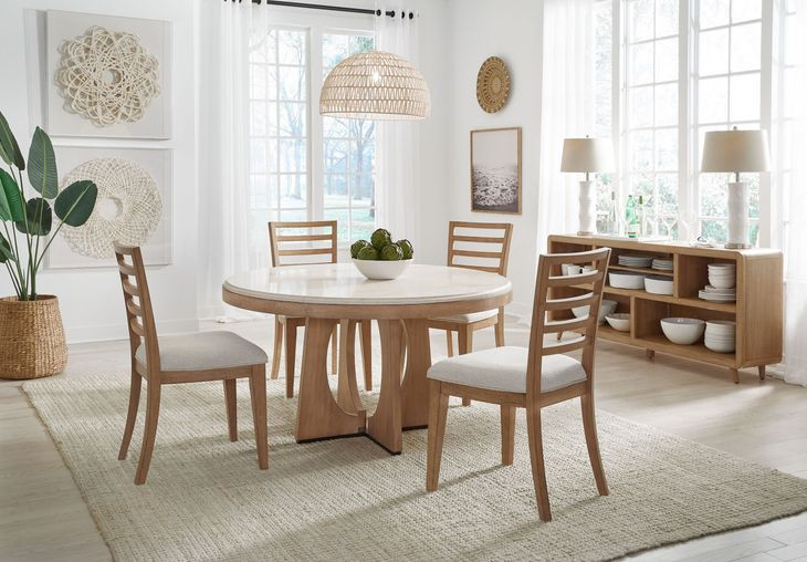 Escape Glazed Natural Oak 54" Round Dining Table