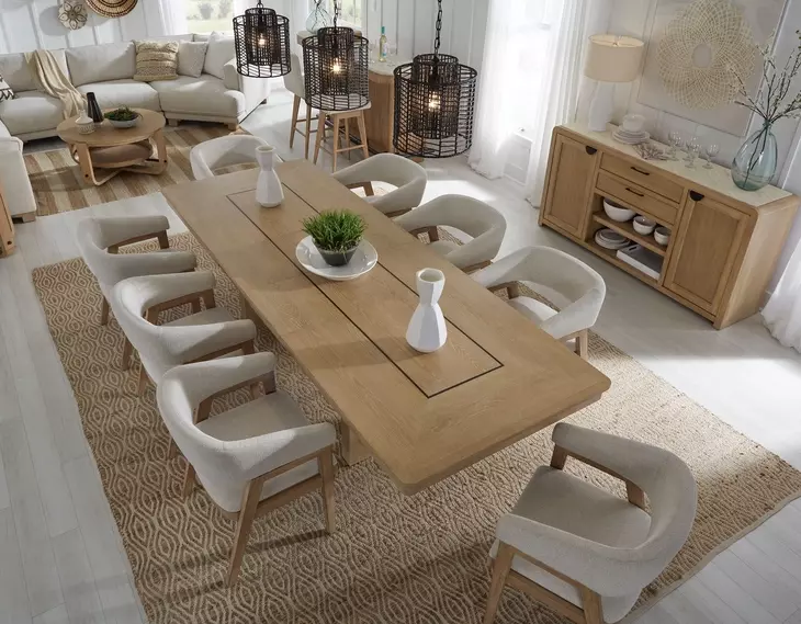 Escape Glazed Natural Oak 84" Extendable Dining Table