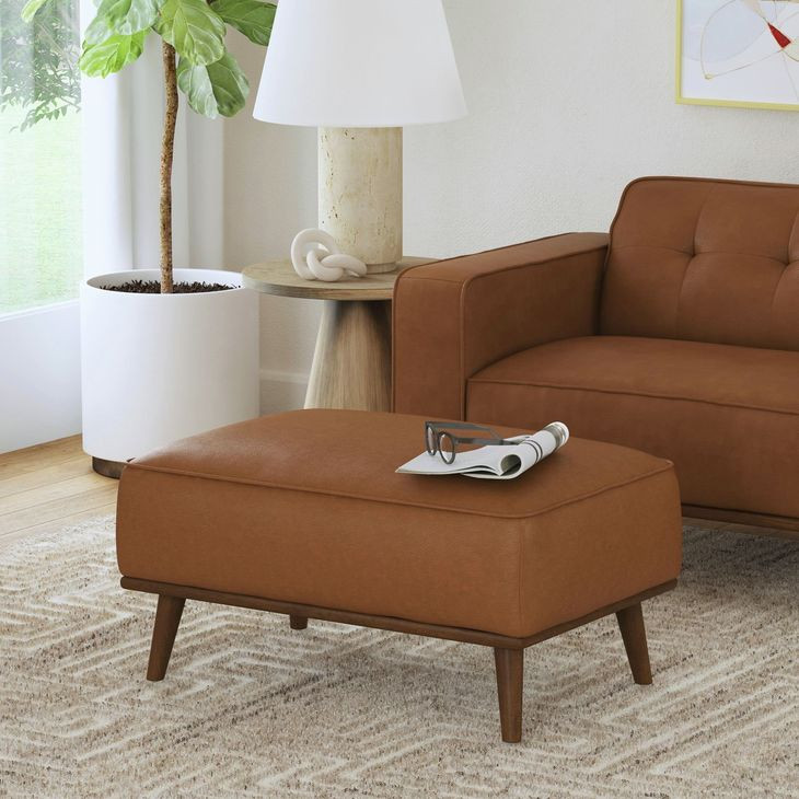 Fate Pebble Tan Upholstered RecPebble Tangular Ottoman