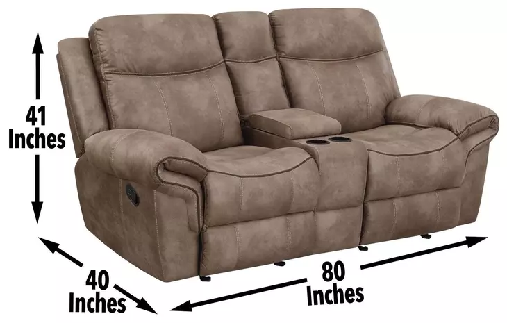 Nashville Light Brown Manual Glider Reclining Console 78" Loveseat