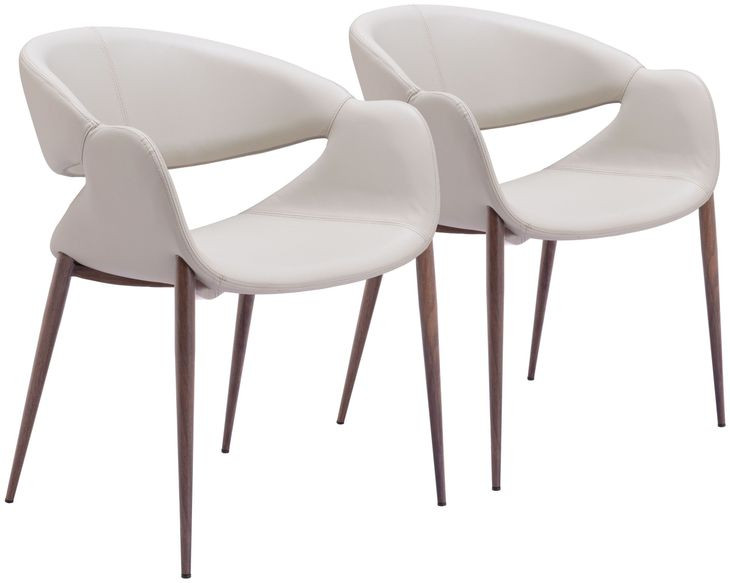 Limay Beige And Walnut Dining Chair Set of 2