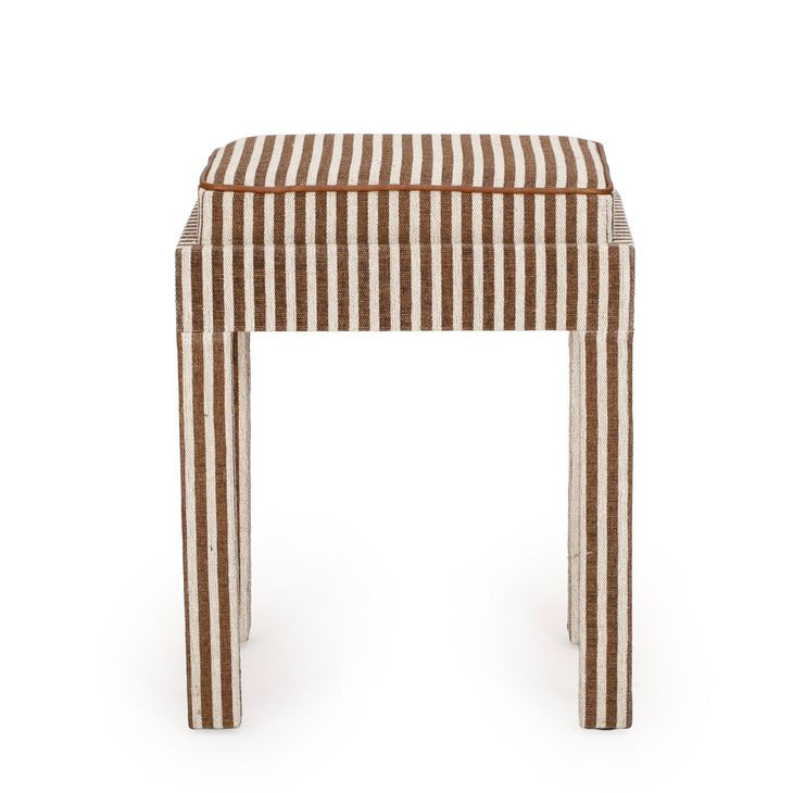 Kora Brown and White Upholstered Accent Stool