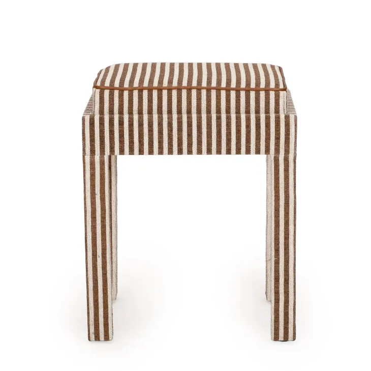 Kora Brown and White Upholstered Accent Stool