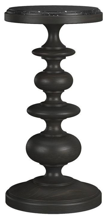 Atrium Black Round Granite Top Accent Table