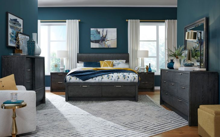 Kinsley Black Heron Queen Storage Panel Bed