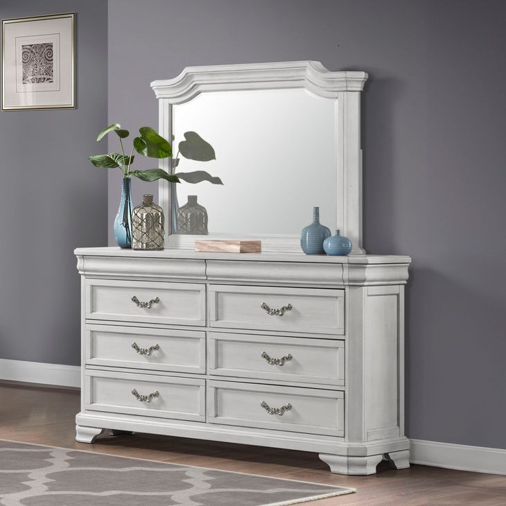 Lyndhurst Vintage White Rectangular Dresser Mirror