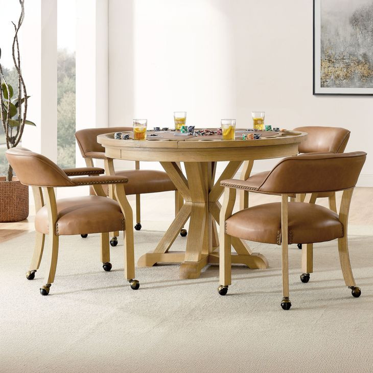 Rylie Natural Round Game Top Dining Room Set