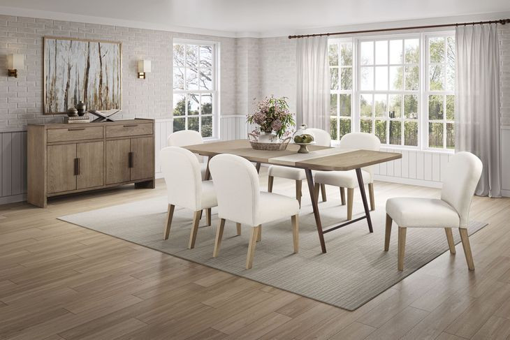Elements Toffee Asymmetrical Stone Slab Dining Room Set