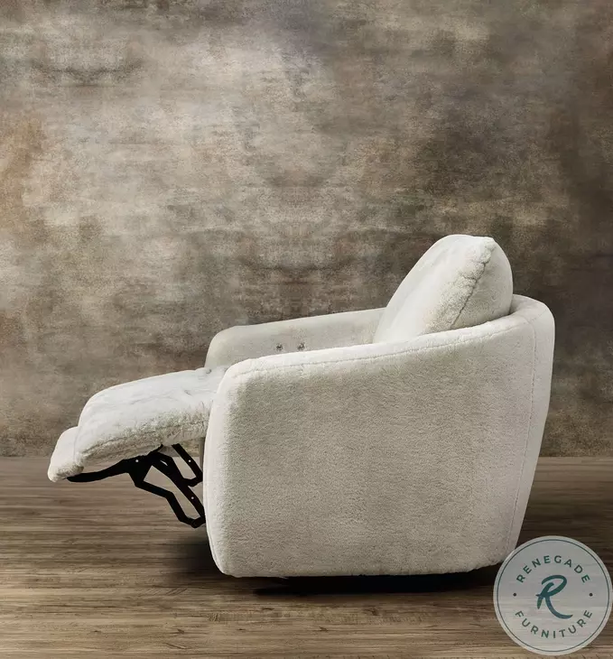 Bonnie White Faux Fur Swivel Chair with Power Footrest