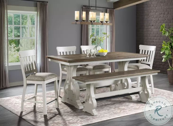 Drake Rustic White and French Oak Dining Bench