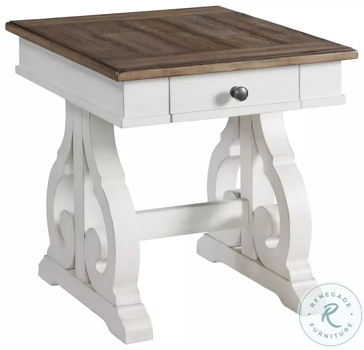 Drake Rustic White and French Oak End Table