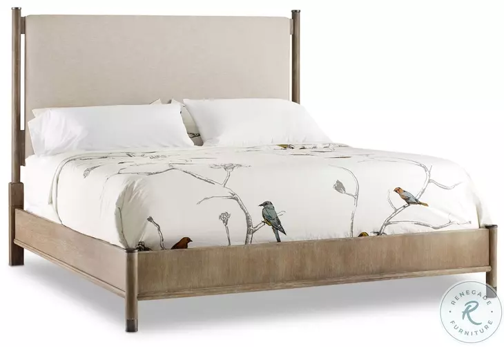 Affinity Gray Queen Upholstered Poster Bed