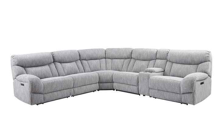 Park City Gray 6 Piece Modular Power Reclining Sectional with USB Charging