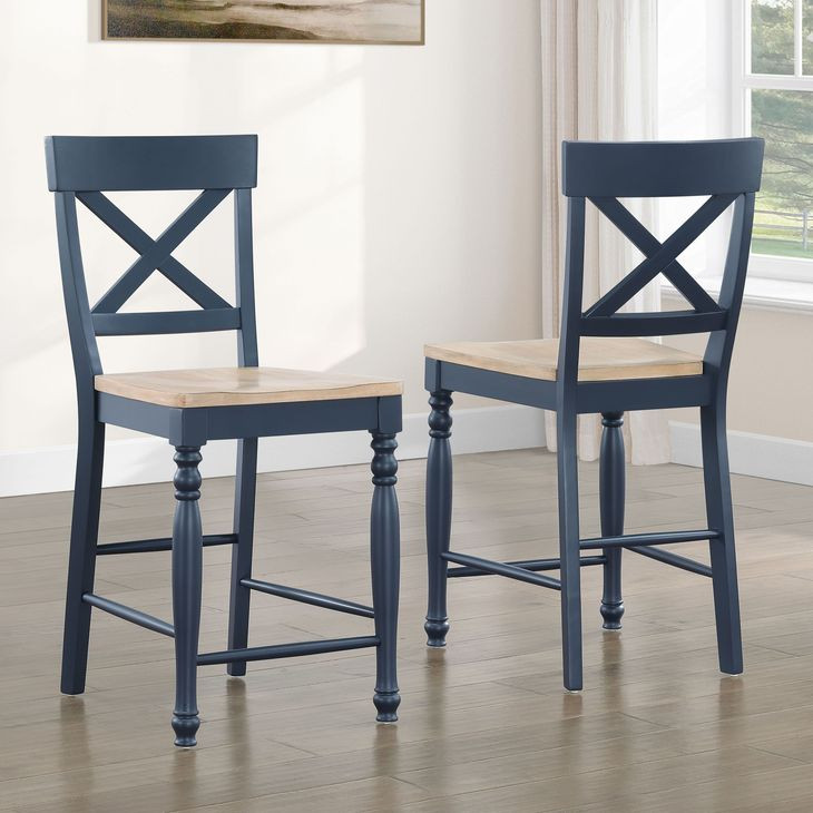 Darcy Blue and Brown Counter Height Chair Set of 2