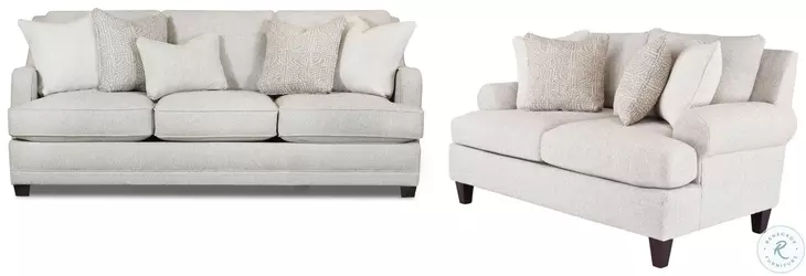 Hogan Cotton Off White Performance Fabric Track Arm Living Room Set